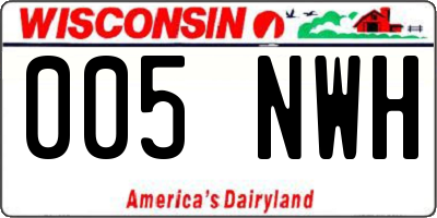 WI license plate 005NWH