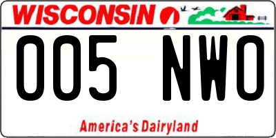 WI license plate 005NWO