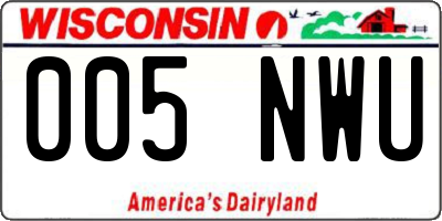 WI license plate 005NWU