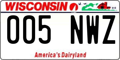 WI license plate 005NWZ