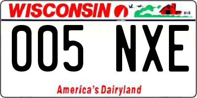 WI license plate 005NXE