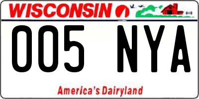 WI license plate 005NYA