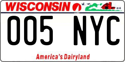WI license plate 005NYC