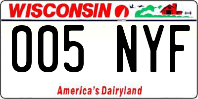 WI license plate 005NYF
