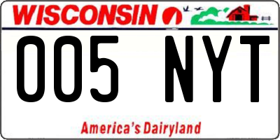 WI license plate 005NYT