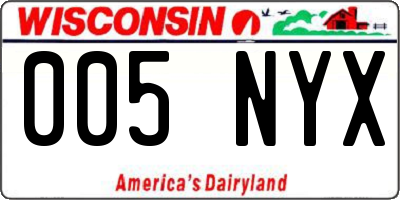 WI license plate 005NYX
