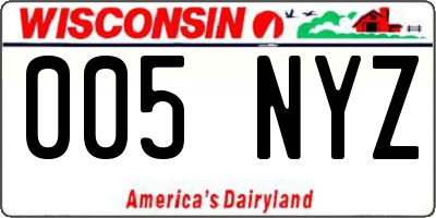 WI license plate 005NYZ