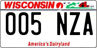 WI license plate 005NZA