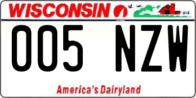 WI license plate 005NZW