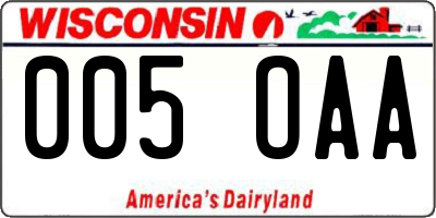 WI license plate 005OAA