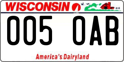 WI license plate 005OAB
