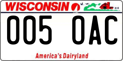 WI license plate 005OAC