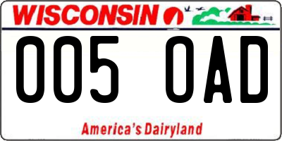 WI license plate 005OAD