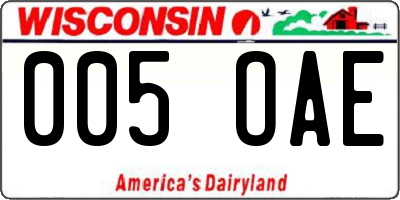 WI license plate 005OAE