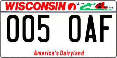 WI license plate 005OAF
