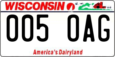 WI license plate 005OAG