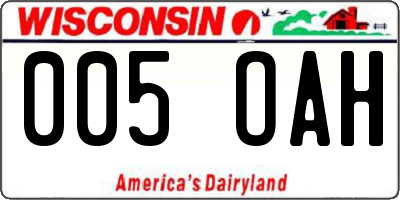 WI license plate 005OAH