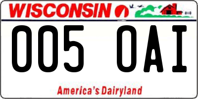 WI license plate 005OAI