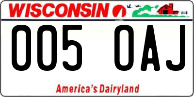 WI license plate 005OAJ