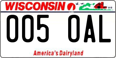 WI license plate 005OAL