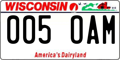 WI license plate 005OAM