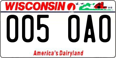 WI license plate 005OAO
