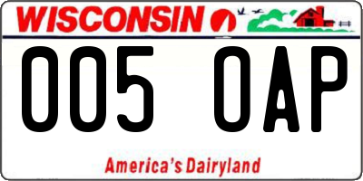 WI license plate 005OAP