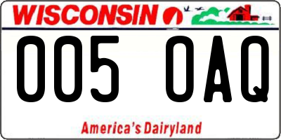 WI license plate 005OAQ