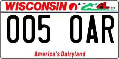 WI license plate 005OAR