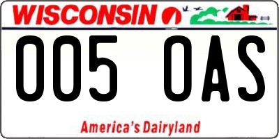 WI license plate 005OAS