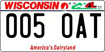 WI license plate 005OAT