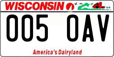 WI license plate 005OAV