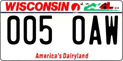 WI license plate 005OAW