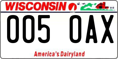 WI license plate 005OAX