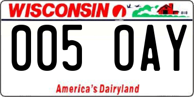 WI license plate 005OAY