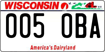 WI license plate 005OBA