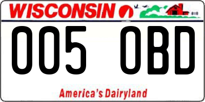 WI license plate 005OBD