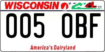 WI license plate 005OBF