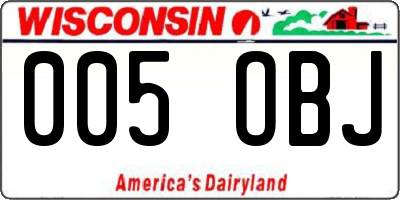 WI license plate 005OBJ
