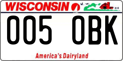 WI license plate 005OBK