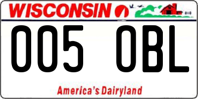 WI license plate 005OBL