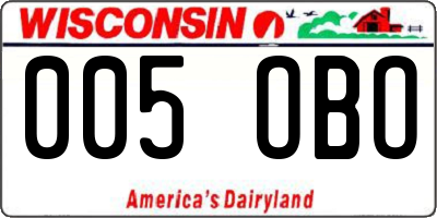 WI license plate 005OBO