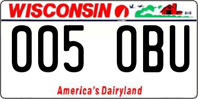 WI license plate 005OBU