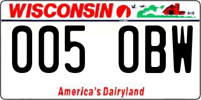WI license plate 005OBW