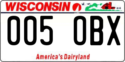 WI license plate 005OBX