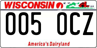 WI license plate 005OCZ