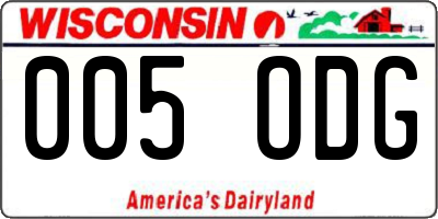WI license plate 005ODG