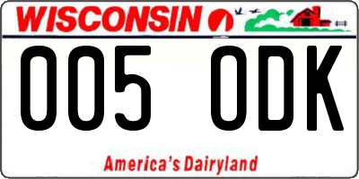 WI license plate 005ODK