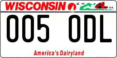 WI license plate 005ODL