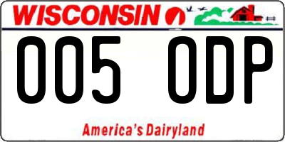 WI license plate 005ODP